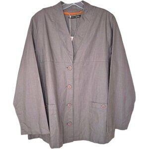 Gudrun Sjoden V-Neck Organic Cotton Blazer NEW - Taupe/Orange - L
